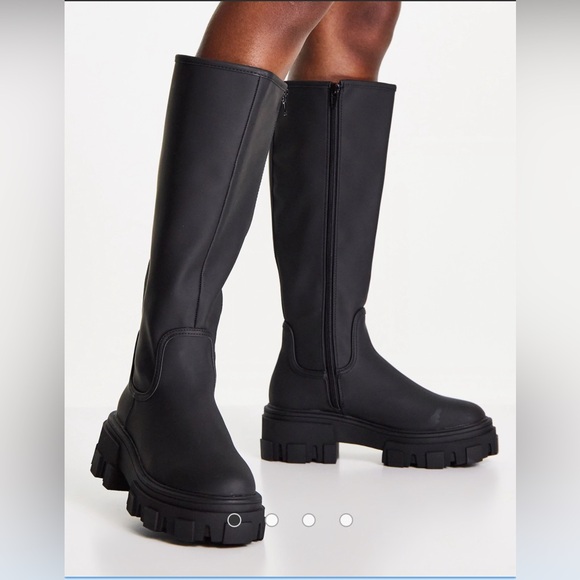 ASOS Carla Chunky Flat Boots Black Size 8 - Picture 1 of 7
